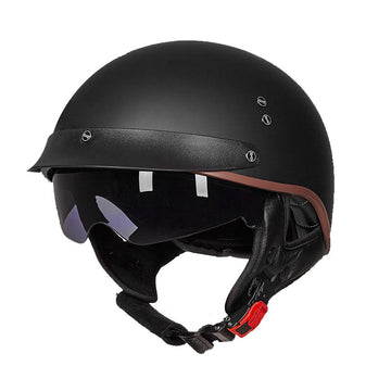 Vintage Half Face Motorcycle Helmet Matte Black